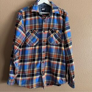 Lands' End Multicolor Flannel Plaid Shirt Size Medium